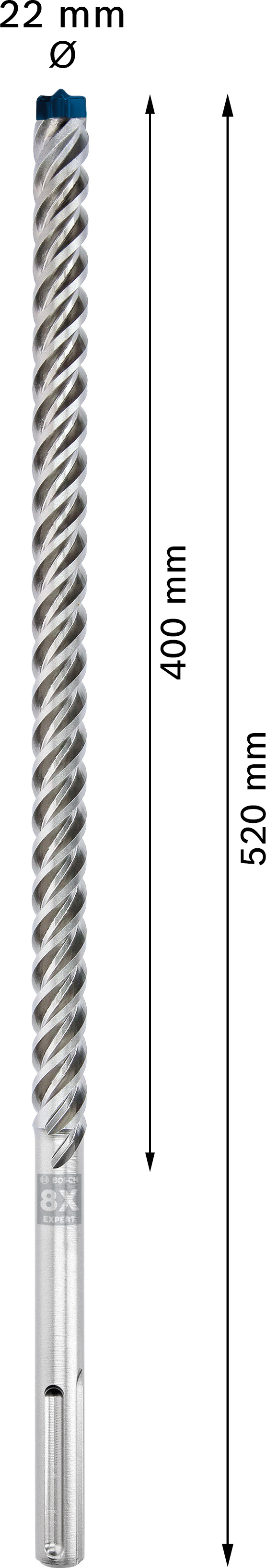 Vrták do betonu SDS MAX-8X Bosch EXPERT Dostupné varianty: Vrták do betonu SDS MAX-8X Bosch EXPERT 22x400x520 mm