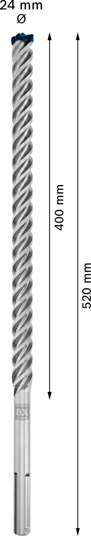 Vrták do betonu SDS MAX-8X Bosch EXPERT Dostupné varianty: Vrták do betonu SDS MAX-8X Bosch EXPERT 24x400x520 mm