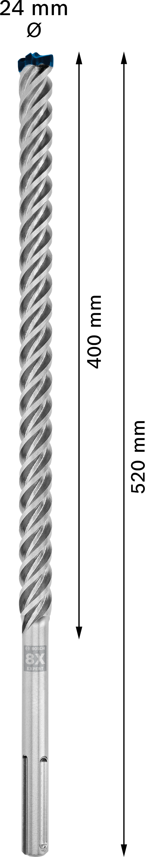 Vrták do betonu SDS MAX-8X Bosch EXPERT Dostupné varianty: Vrták do betonu SDS MAX-8X Bosch EXPERT 24x400x520 mm