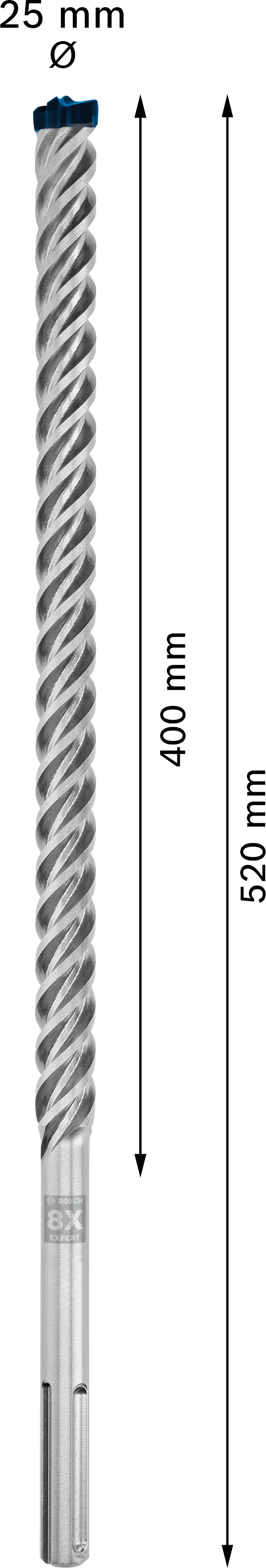 Vrták do betonu SDS MAX-8X Bosch EXPERT Dostupné varianty: Vrták do betonu SDS MAX-8X Bosch EXPERT 25x400x520 mm