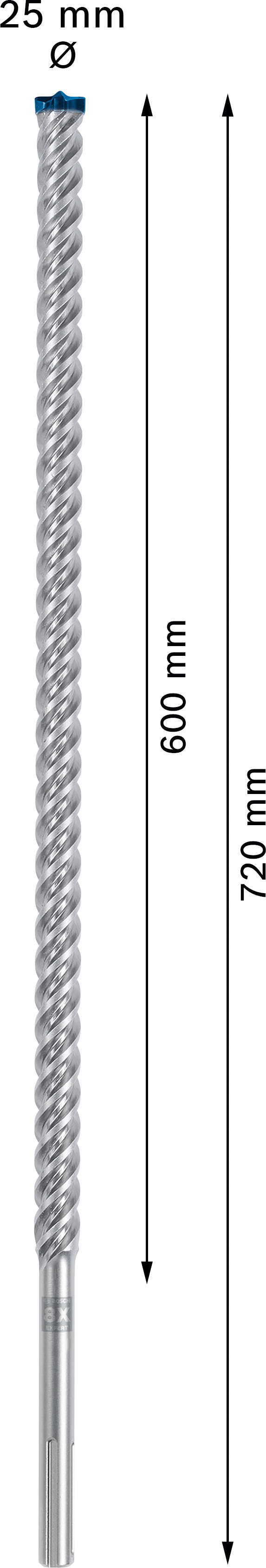 Vrták do betonu SDS MAX-8X Bosch EXPERT Dostupné varianty: Vrták do betonu SDS MAX-8X Bosch EXPERT 25x600x720 mm