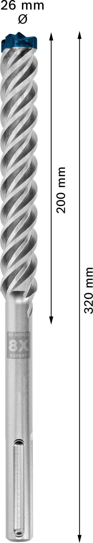 Vrták do betonu SDS MAX-8X Bosch EXPERT Dostupné varianty: Vrták do betonu SDS MAX-8X Bosch EXPERT 26x200x320 mm