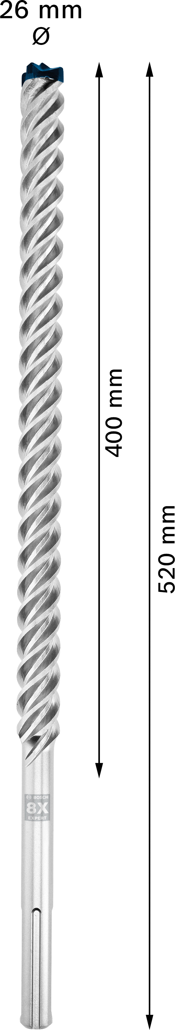 Vrták do betonu SDS MAX-8X Bosch EXPERT Dostupné varianty: Vrták do betonu SDS MAX-8X Bosch EXPERT 26x400x520 mm