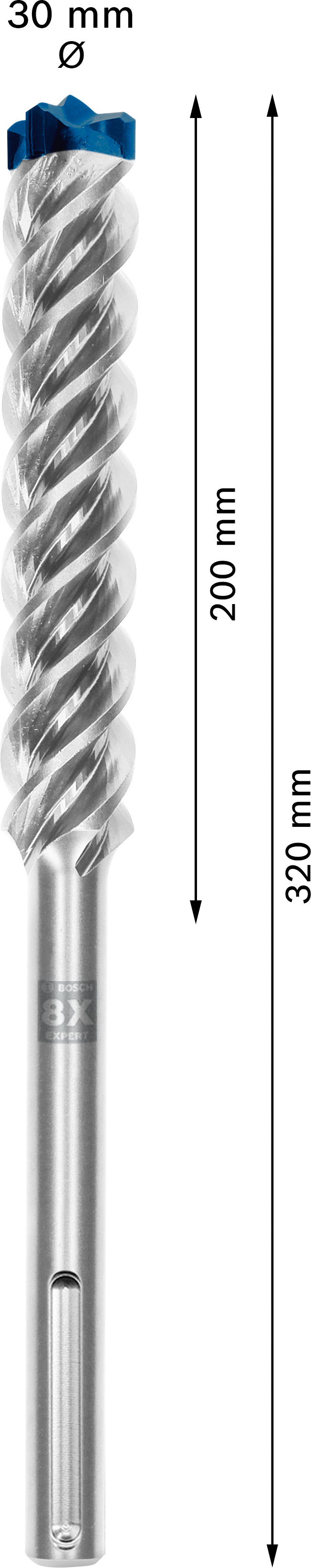 Vrták do betonu SDS MAX-8X Bosch EXPERT Dostupné varianty: Vrták do betonu SDS MAX-8X Bosch EXPERT 30x200x320 mm