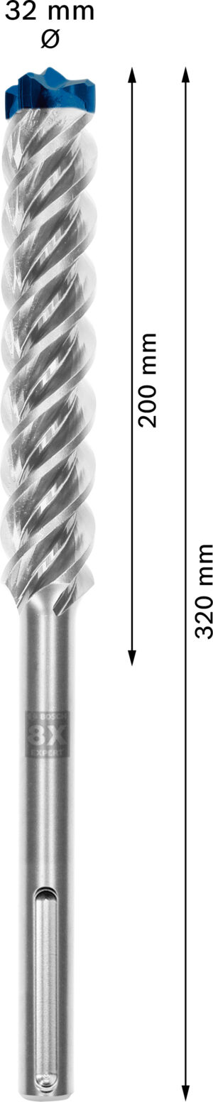 Vrták do betonu SDS MAX-8X Bosch EXPERT Dostupné varianty: Vrták do betonu SDS MAX-8X Bosch EXPERT 32x200x320 mm