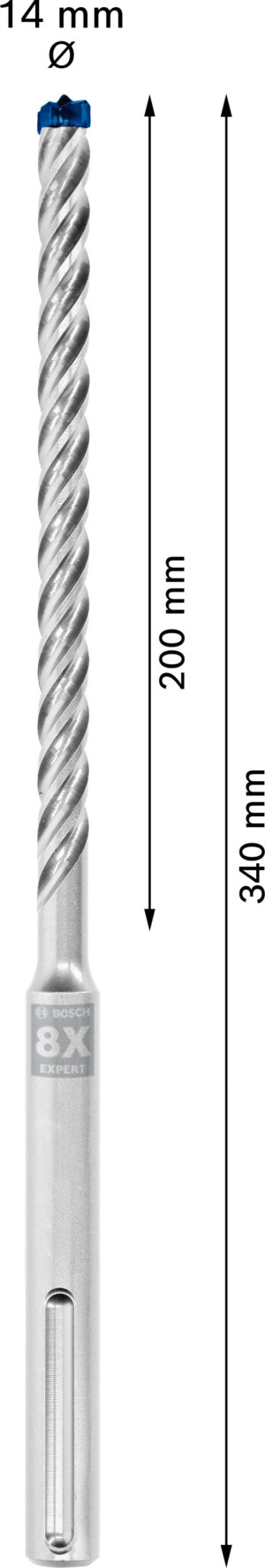 Vrták do betonu SDS MAX-8X Bosch EXPERT Dostupné varianty: Vrták do betonu SDS MAX-8X Bosch EXPERT 14x200x340 mm