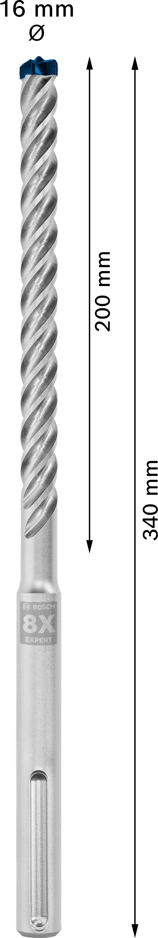 Vrták do betonu SDS MAX-8X Bosch EXPERT Dostupné varianty: Vrták do betonu SDS MAX-8X Bosch EXPERT 16x200x340 mm