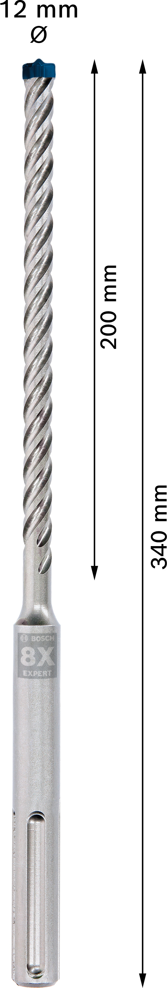 Vrták do betonu SDS MAX-8X Bosch EXPERT Dostupné varianty: Vrták do betonu SDS MAX-8X Bosch EXPERT 12x200x340 mm