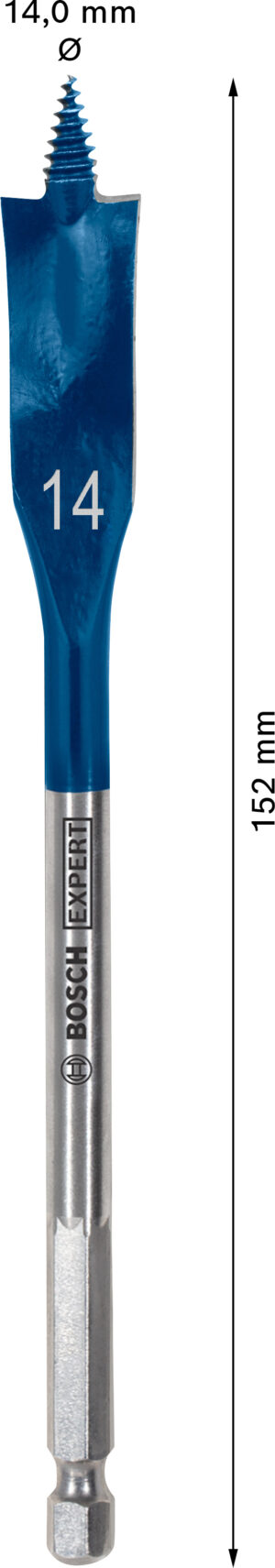 Plochý frézovací vrták do dřeva Bosch EXPERT Self Cut Speed Dostupné varianty: Plochý frézovací vrták do dřeva Bosch EXPERT Self Cut Speed 14 x 152 mm