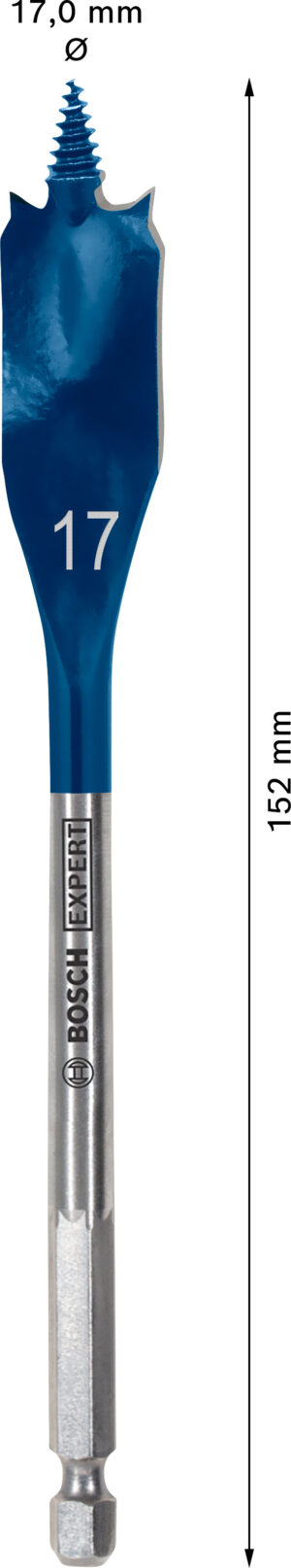 Plochý frézovací vrták do dřeva Bosch EXPERT Self Cut Speed Dostupné varianty: Plochý frézovací vrták do dřeva Bosch EXPERT Self Cut Speed 17 x 152 mm