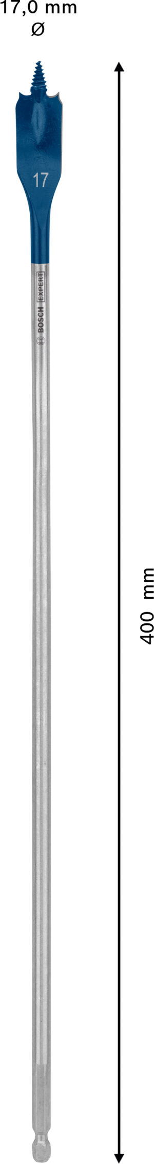 Plochý frézovací vrták do dřeva Bosch EXPERT Self Cut Speed Dostupné varianty: Plochý frézovací vrták do dřeva Bosch EXPERT Self Cut Speed 17 x 400 mm