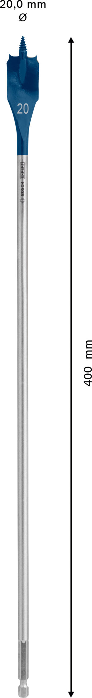 Plochý frézovací vrták do dřeva Bosch EXPERT Self Cut Speed Dostupné varianty: Plochý frézovací vrták do dřeva Bosch EXPERT Self Cut Speed 20 x 400 mm