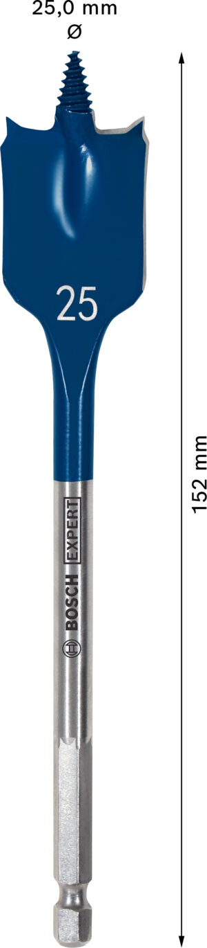 Plochý frézovací vrták do dřeva Bosch EXPERT Self Cut Speed Dostupné varianty: Plochý frézovací vrták do dřeva Bosch EXPERT Self Cut Speed 25 x 152 mm