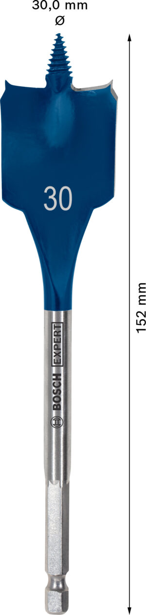 Plochý frézovací vrták do dřeva Bosch EXPERT Self Cut Speed Dostupné varianty: Plochý frézovací vrták do dřeva Bosch EXPERT Self Cut Speed 30 x 152 mm