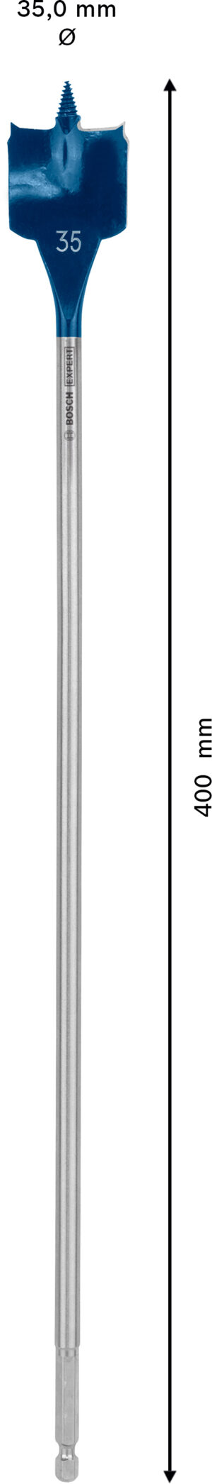 Plochý frézovací vrták do dřeva Bosch EXPERT Self Cut Speed Dostupné varianty: Plochý frézovací vrták do dřeva Bosch EXPERT Self Cut Speed 35 x 400 mm