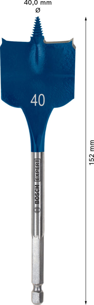 Plochý frézovací vrták do dřeva Bosch EXPERT Self Cut Speed Dostupné varianty: Plochý frézovací vrták do dřeva Bosch EXPERT Self Cut Speed 40 x 152 mm