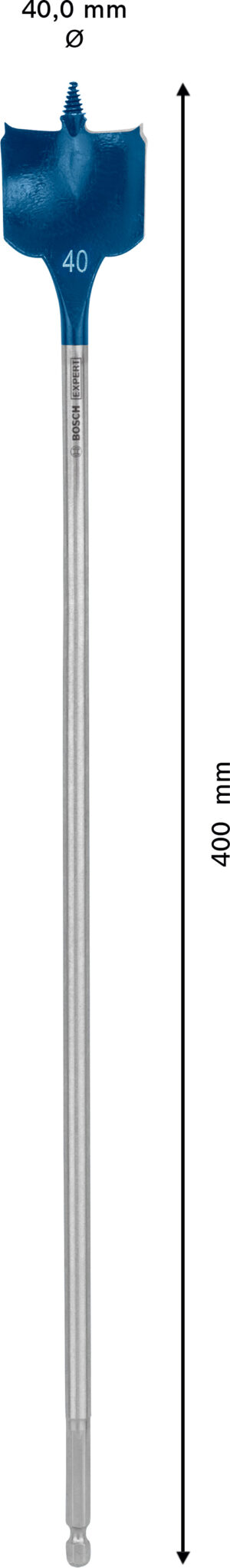 Plochý frézovací vrták do dřeva Bosch EXPERT Self Cut Speed Dostupné varianty: Plochý frézovací vrták do dřeva Bosch EXPERT Self Cut Speed 40 x 400 mm