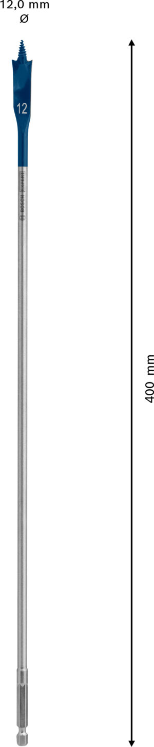 Plochý frézovací vrták do dřeva Bosch EXPERT Self Cut Speed Dostupné varianty: Plochý frézovací vrták do dřeva Bosch EXPERT Self Cut Speed 12 x 400 mm