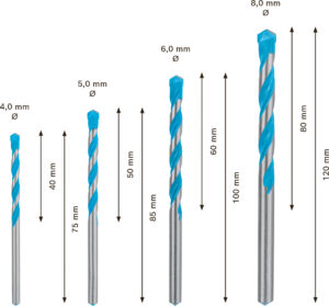 Sada víceúčelových vrtáků CYL-9 Bosch EXPERT MultiConstruction Dostupné varianty: 4dílná sada víceúčelových vrtáků CYL-9 Bosch EXPERT MultiConstruction 4/5/6/8 mm