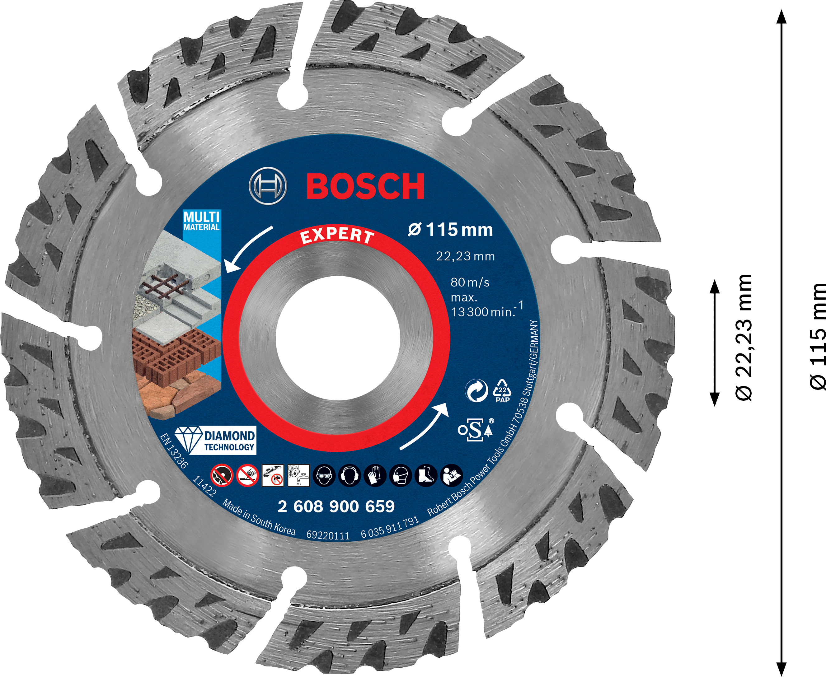 Diamantový řezný kotouč Bosch EXPERT MultiMaterial Dostupné varianty: Diamantový řezný kotouč Bosch EXPERT MultiMaterial 115x22