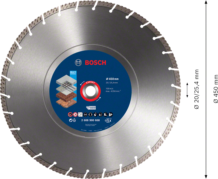 Diamantový řezný kotouč Bosch EXPERT MultiMaterial Dostupné varianty: Diamantový řezný kotouč Bosch EXPERT MultiMaterial 450x25