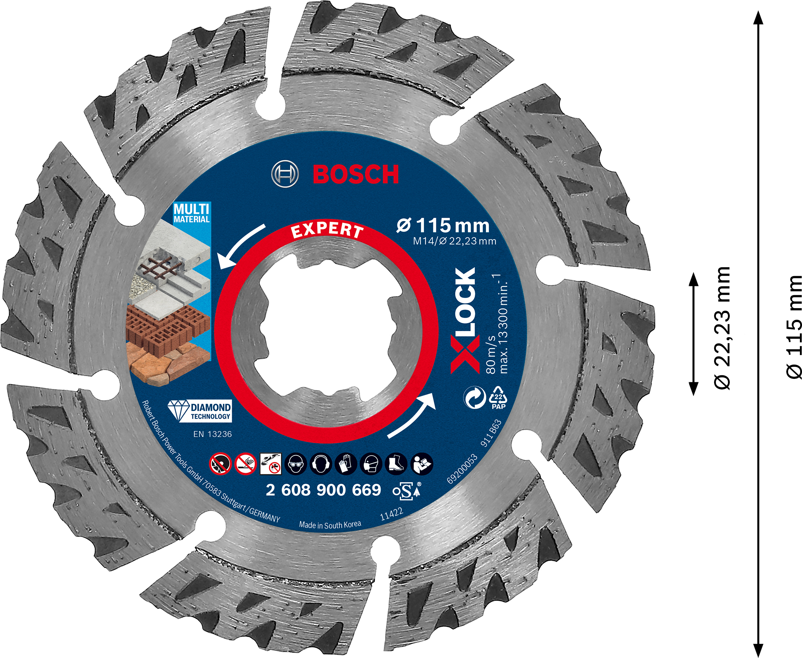 Diamantový řezný kotouč Bosch X-lock EXPERT MultiMaterial Dostupné varianty: Diamantový řezný kotouč Bosch X-lock EXPERT MultiMaterial 115 mm