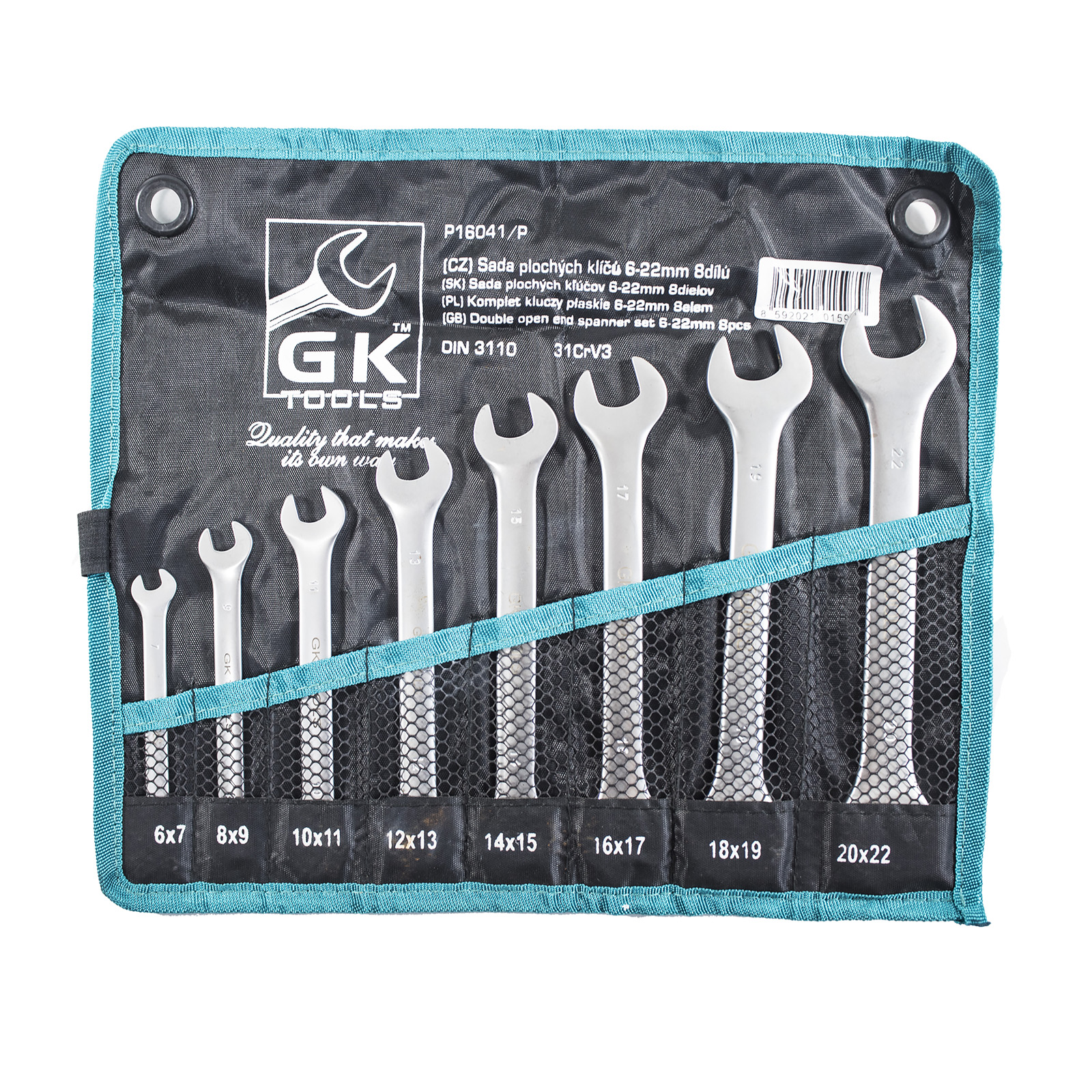 Sada plochých klíčů (8ks) GK TOOLS 6-22 mm