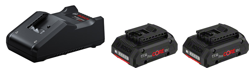 Startovací sada Bosch 2× ProCORE18V 4Ah + GAL 18V-40