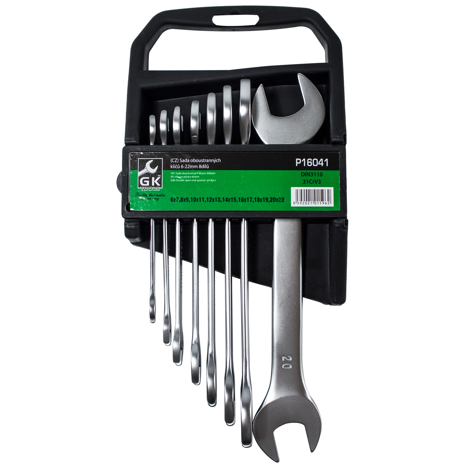 Sada plochých klíčů (matný chrom)(12ks) GK TOOLS 6-32 mm