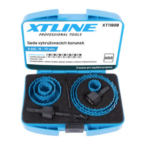 Sada korunkových vrtáků HSS (7ks) XTline ø 19/22/35/51/60/68/73 mm
