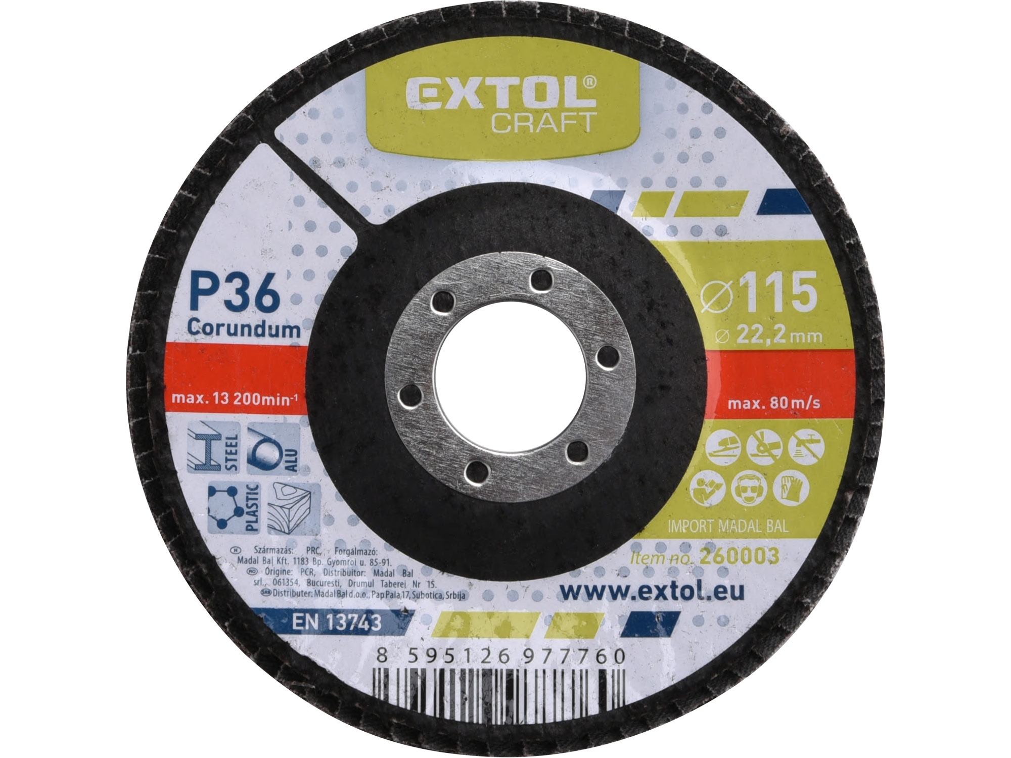 Kotouč lamelový šikmý korundový EXTOL CRAFT ø 115 mm Dostupné varianty: Kotouč lamelový šikmý korundový EXTOL CRAFT ø 115 mm/120 hrubost