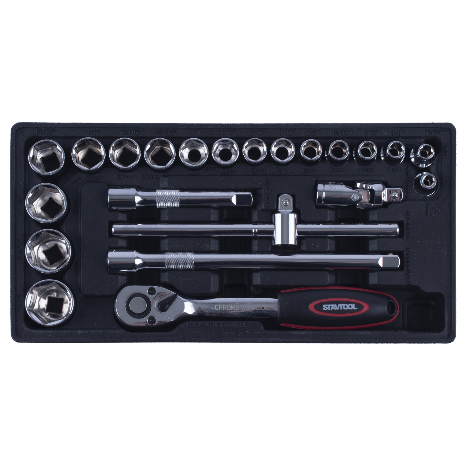 STAVTOOL Sada hlavic šestihranných 1/2" 22 dílů