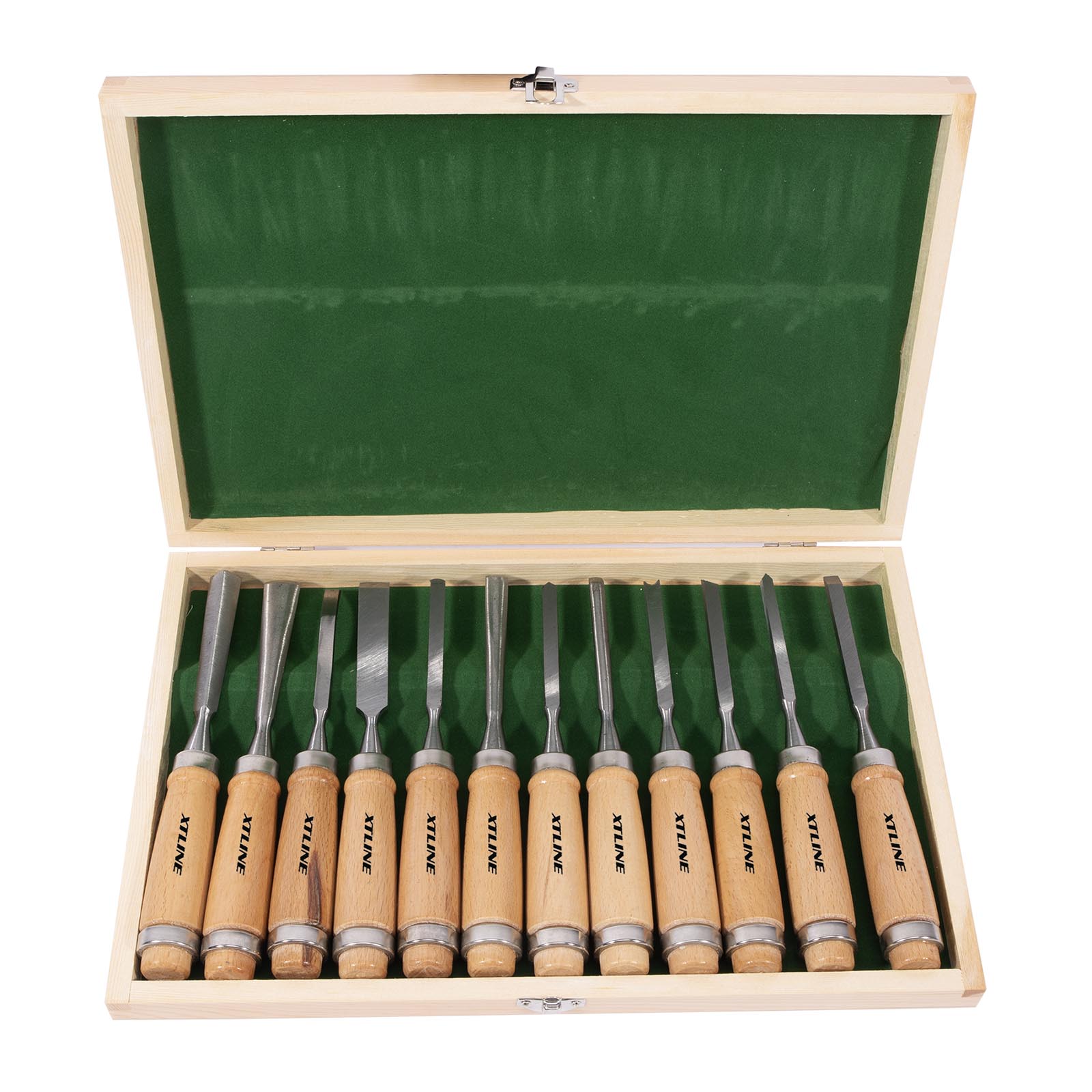 Řezbařská dláta v dřevěném obalu (12ks) XTline