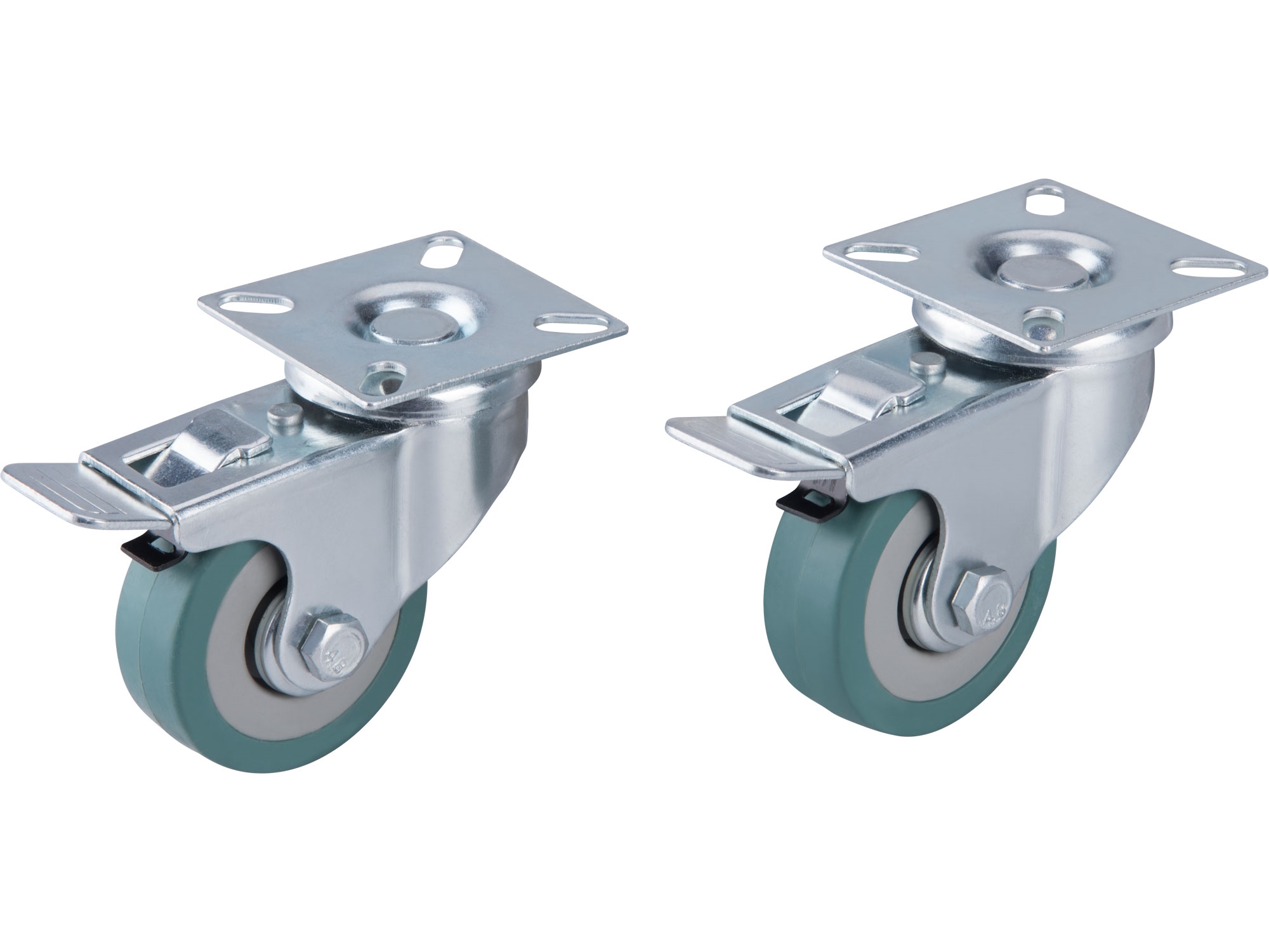 kolečka otočná s obručí ze šedé pryže a brzdou