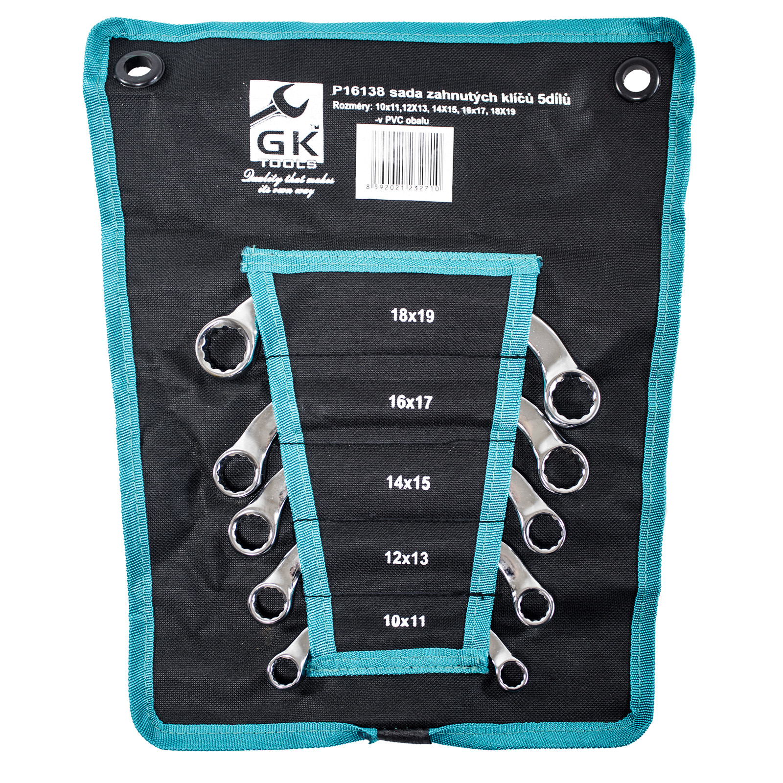 Sada zahnutých očkových klíčů (5ks) GK TOOLS 10-19 mm