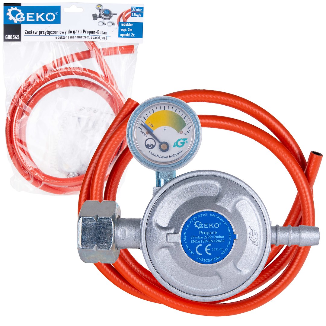 Plynová hadice s regulátorem + manometr G80545 GEKO