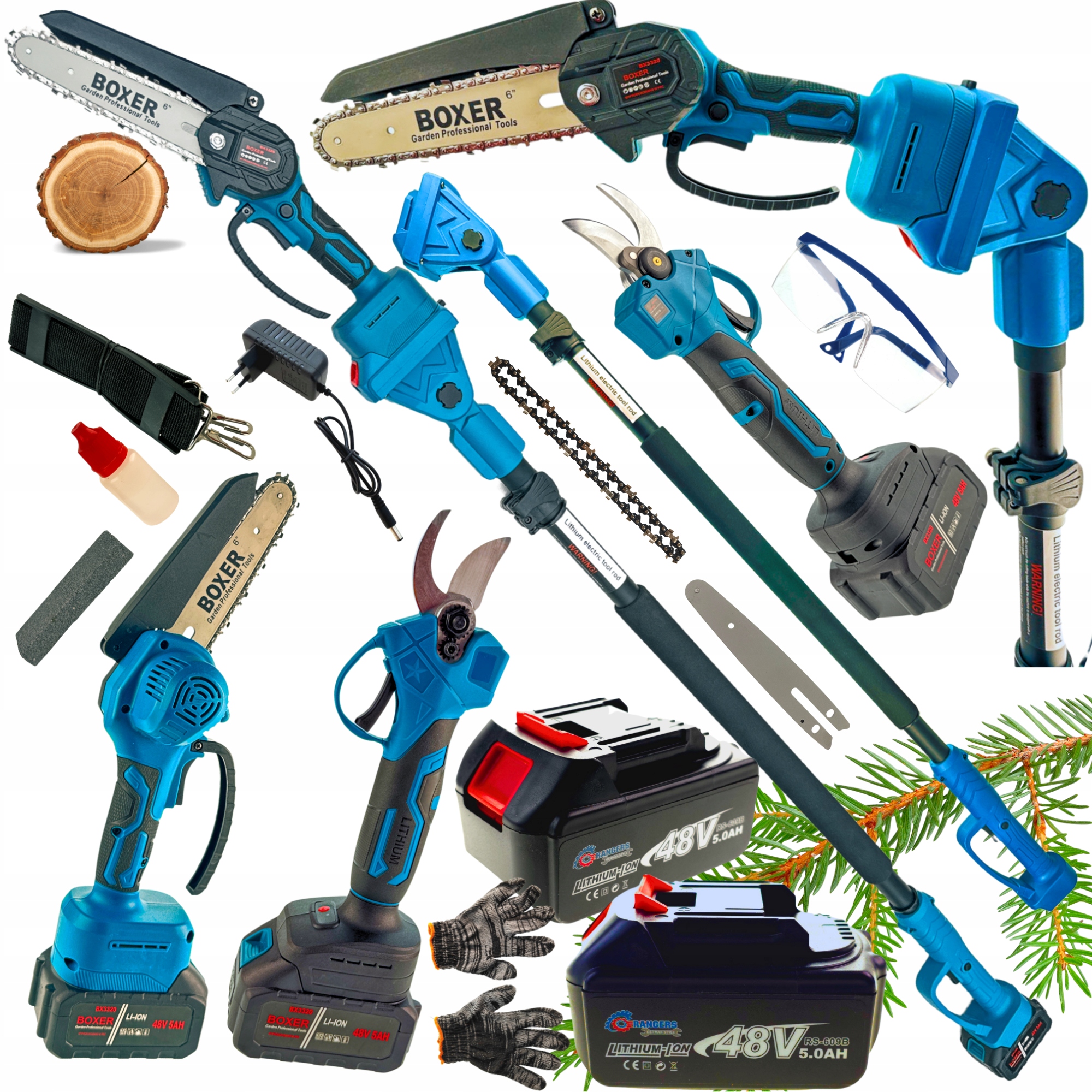 Aku zahradní nůžky a pilka s teleskopickou tyčí 48V BX3320 BOXER