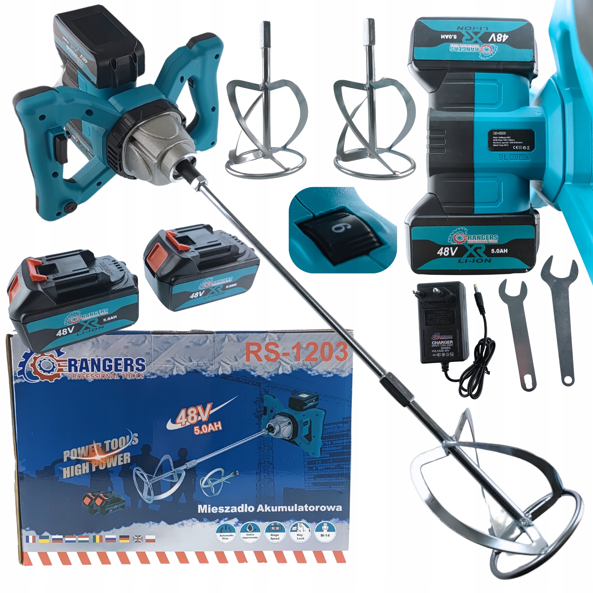 Aku míchadlo stavebních směsí 2x48V RS1203 ONDRAGON