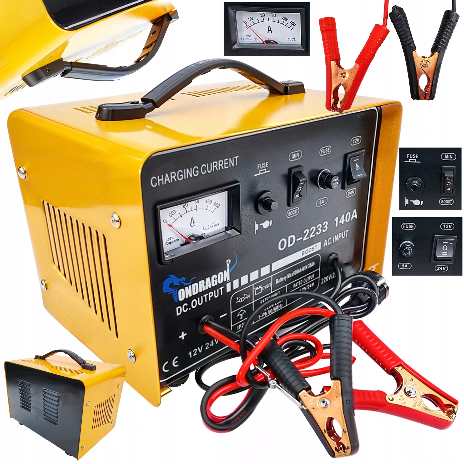 Nabíječka autobaterií se startem 12/24V 140A OD2233 ONDRAGON