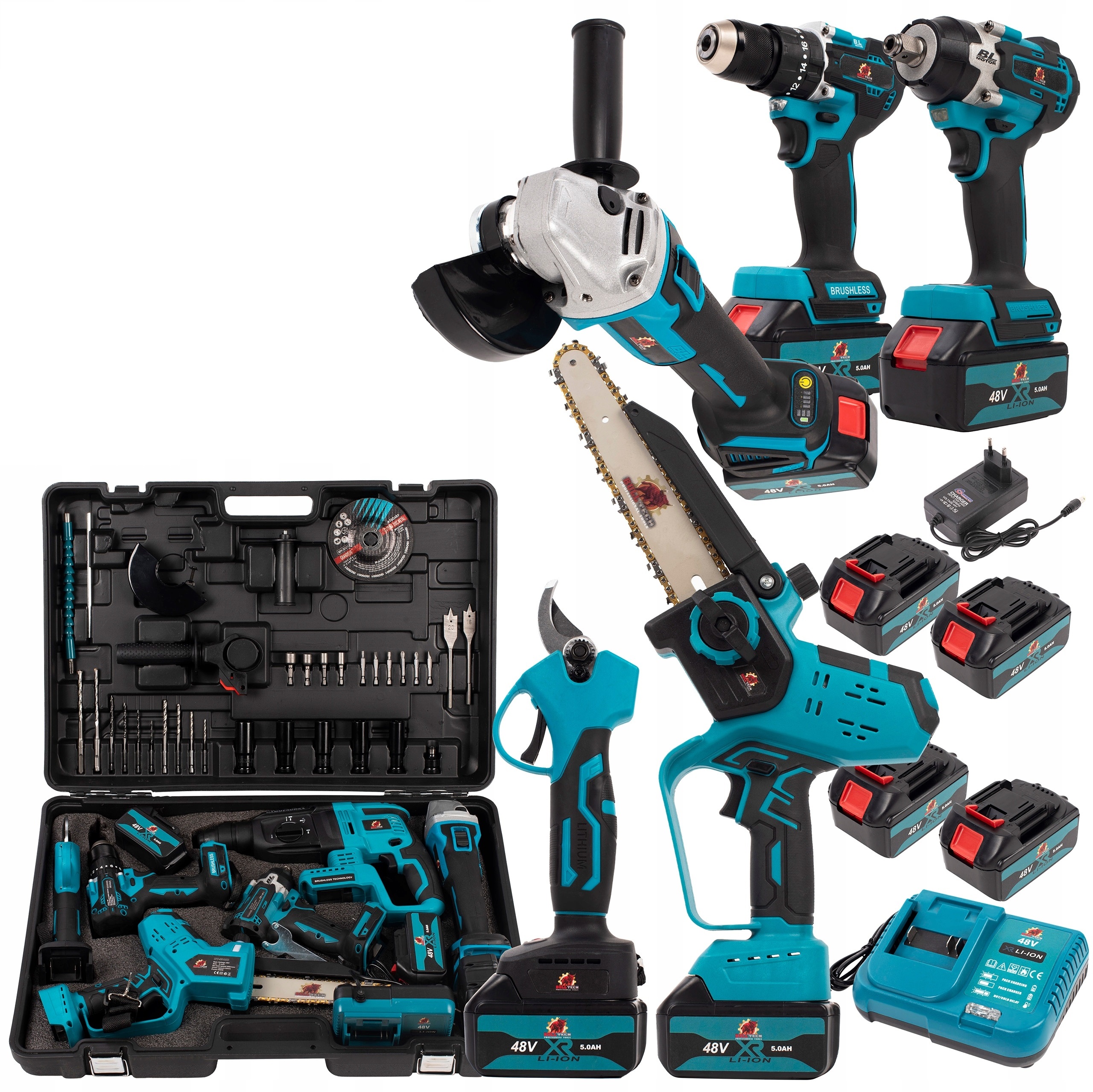 Jipos Tools Sada aku nářadí 3x48V 5v1 + příslušenství BT25611 BULLTECH