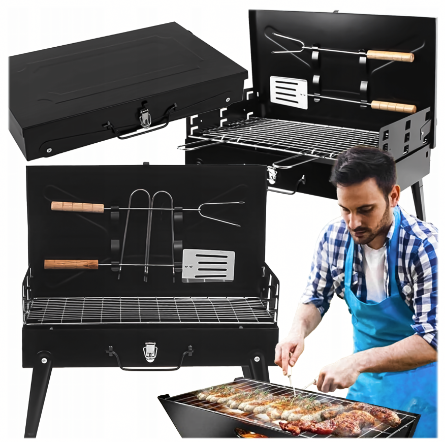 Jipos Tools Přenosný skládací gril + příslušenství R934 JIPOS