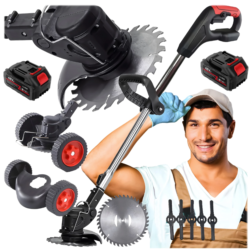 Jipos Tools Aku křovinořez s kolečky 2x48V + příslušenství R1008 JIPOS