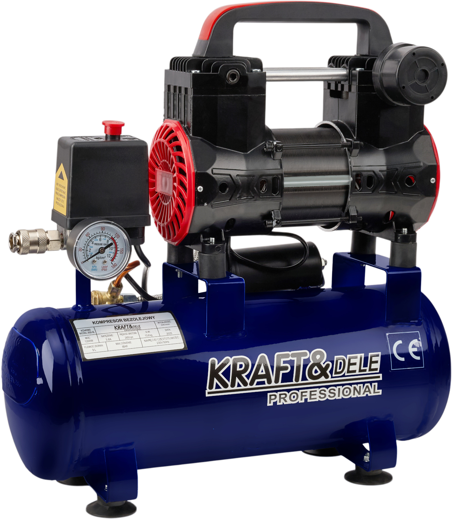 Bezolejový kompresor 9l 1200W KD2127 KRAFT&DELE