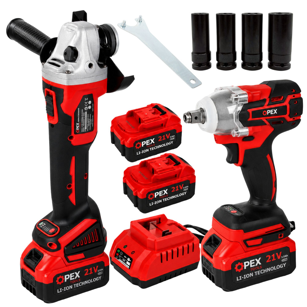 Jipos Tools Sada úhlové brusky a rázového utahováku 2x21V 28006 OPEX