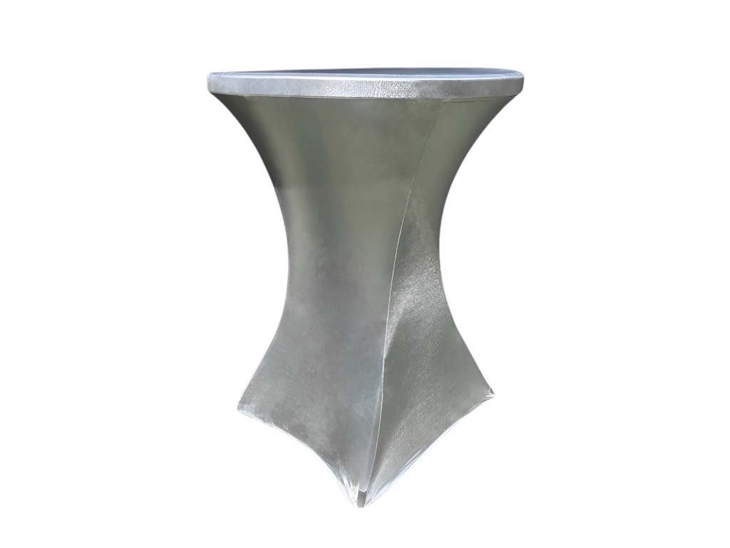 TENTino Elastický ubrus STANDARD na koktejlový bistro stůl 60 cm VÍCE BAREV Barva ubrusu: STŘÍBRNÁ / SILVER METALIC