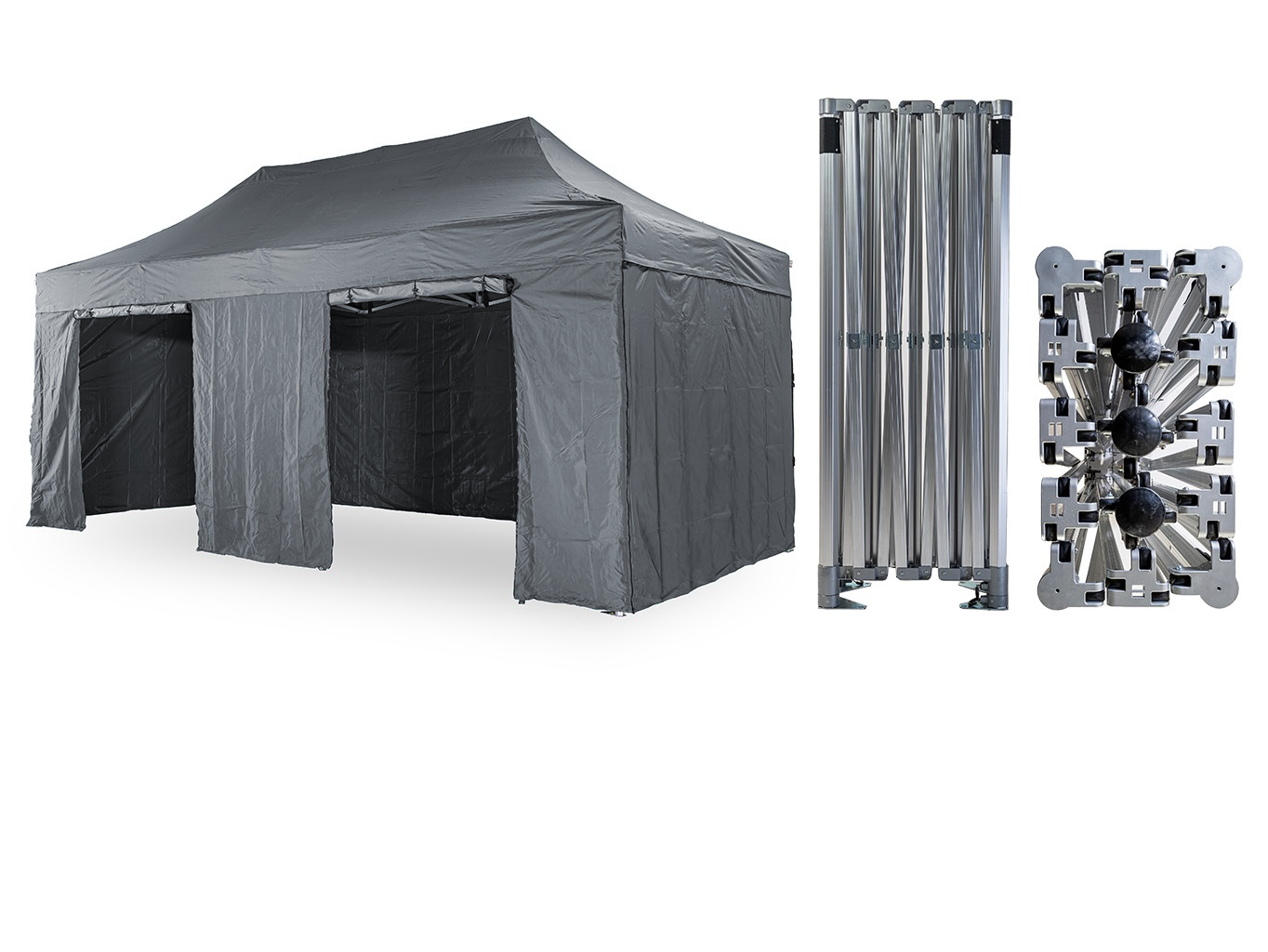 Nůžkový párty stan 3x6 m /4 nohy TENTino BIG HEXAGON Barva opláštění (Zvolte variantu): 17A - ANTRACIT