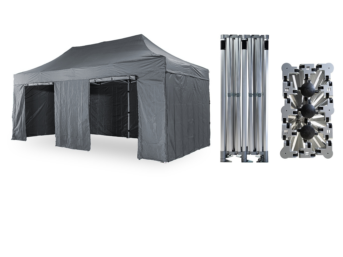 Nůžkový párty stan 4x8 m TENTino BIG HEXAGON Barva opláštění (Zvolte variantu): 17A - ANTRACIT