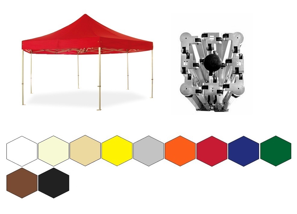 Nůžkový párty stan 3x3x3 m TENTino BIG HEXAGON Barva opláštění (Zvolte variantu): 5A - ŠEDÁ