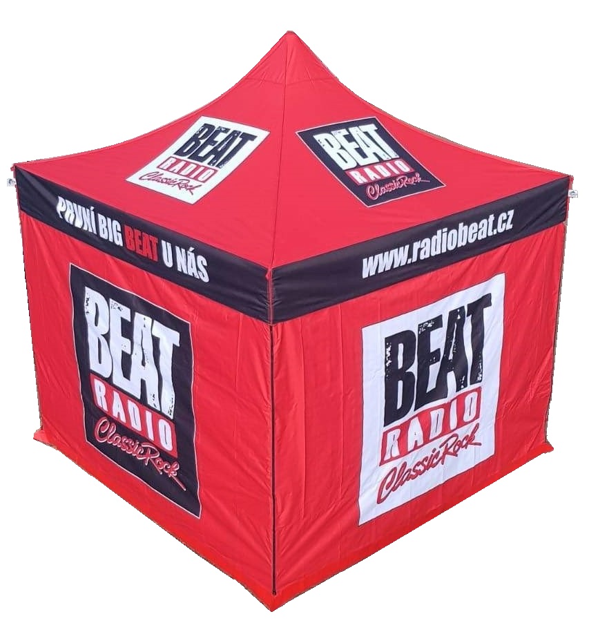 TENTino SET - Nůžkový párty stan 4x6 m / 6 až 8 noh s jednostranným potiskem Typ konstrukce: STEEL HEXAGON