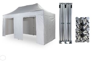 Nůžkový párty stan 3x6 m /6 noh TENTino BIG HEXAGON EXTRA PRŮCHOZÍ VÝŠKA 250-275 cm Barva opláštění (Zvolte variantu): 1A - BÍLÁ